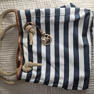 Navy and White Striped Tote Bag